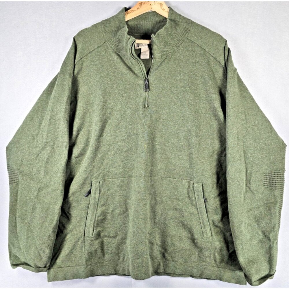 Duluth Trading Co Men’s 3XL Green 1/4 Zip Vented Pullover Sweater Outdoor Work